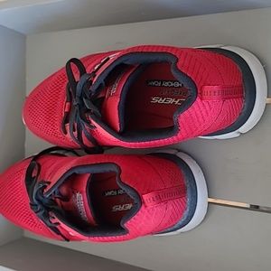 Men's Skech-Flex 2.0 Red Skechers Shoes Relax Fit Air Cooled Memory Foam